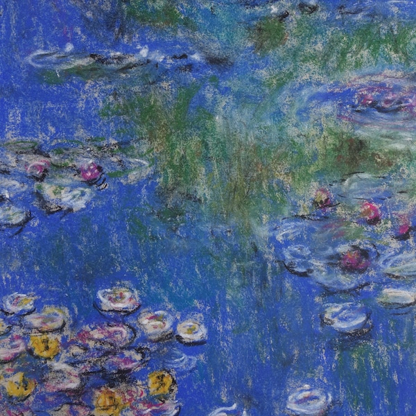 Fine peinture impressionniste - waterlilies, Claude Monet après, Signé - Marqué