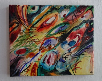 Fine Abstract composition oil Painting, Marked, Signed, Wassily Kandinsky , Rare find, early Contemporary art