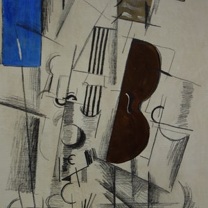 Bellas artes, pintura cubista rara – bodegón, firmado, Georges Braque