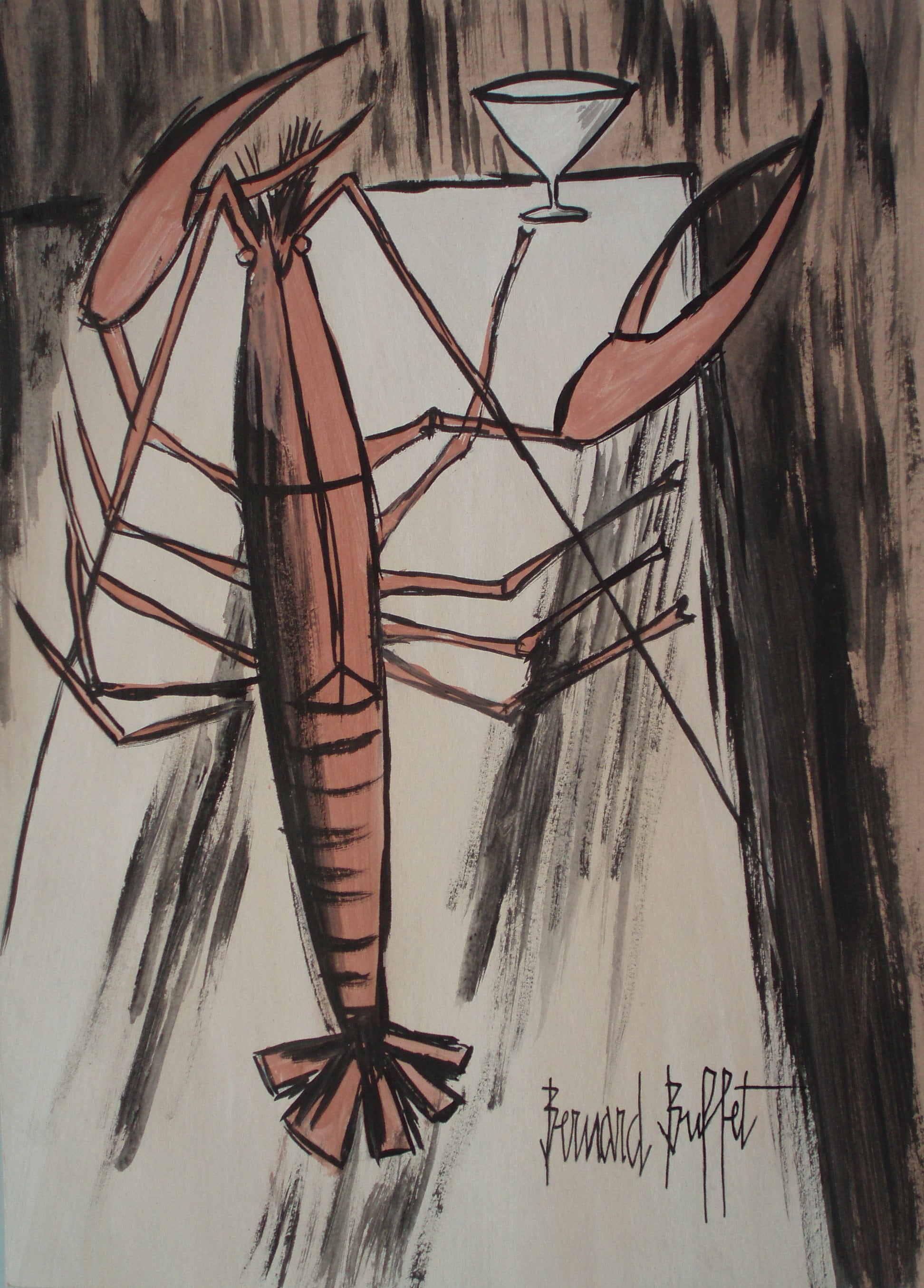 Fine Abstract Expressionist Unique Painting - Lobster, Marked