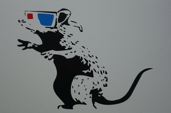 Limited Edition Pop Art Graffiti Rat With Glasses Silkscreen Limited Edition Pop Art Graffiti Rat With Glasses Silkscreen