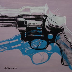 Fine unique Pop Art painting – revolver, signed, Andy Warhol