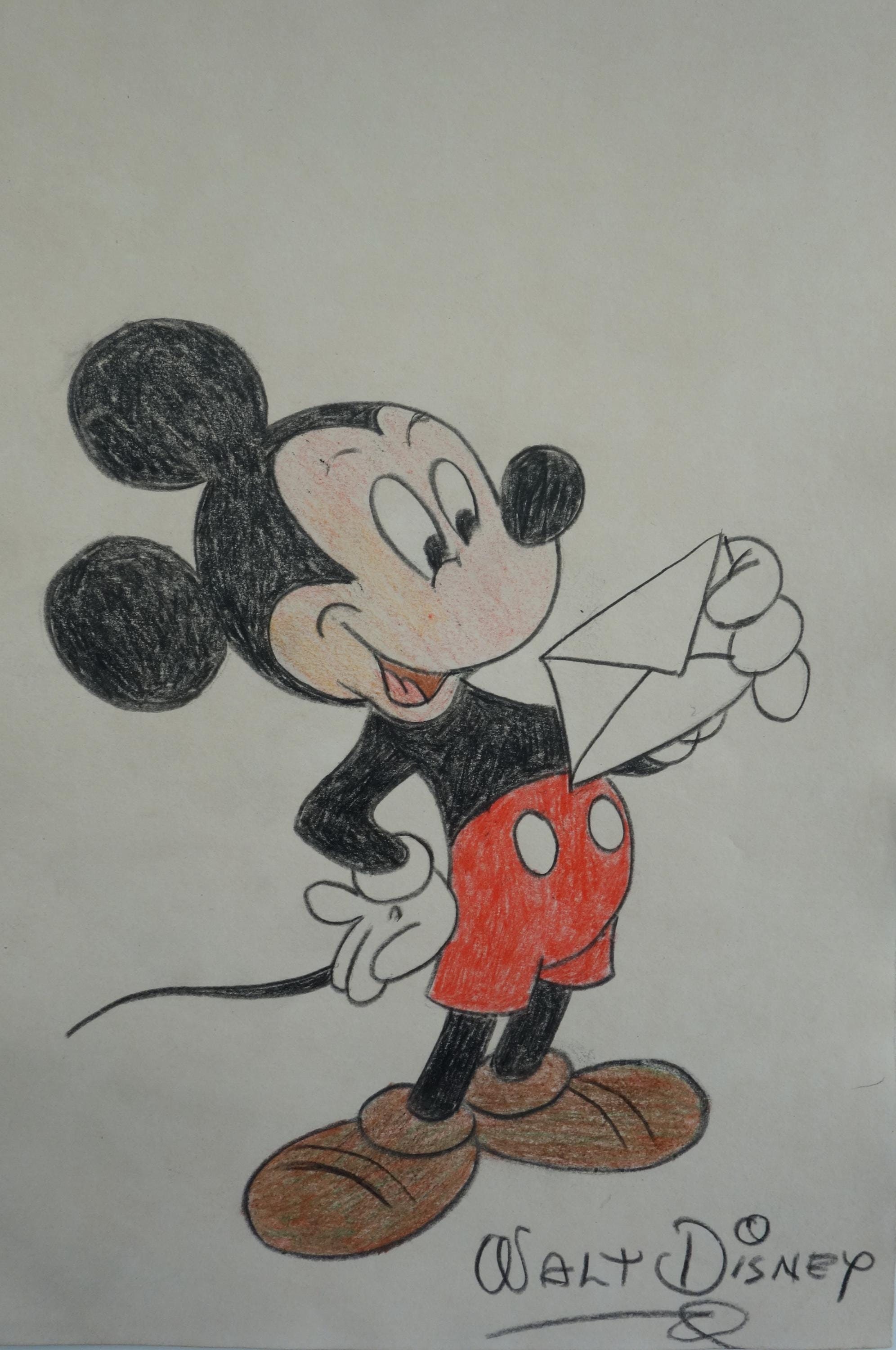 Vintage Cartoon Walt Disney Mickey Mouse Study Drawing Etsy