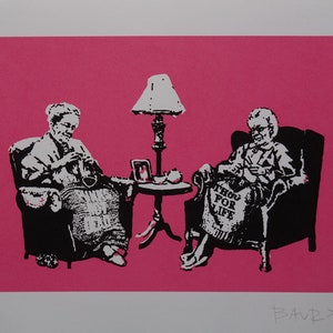 Limited edition Pop Art Graffiti silkscreen serigraph - Grandma, signed, stamped and numbered, Banksy