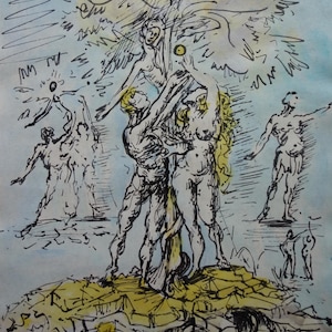 Fine art, Rare Surrealism painting – landscape, signed, Salvador Dali