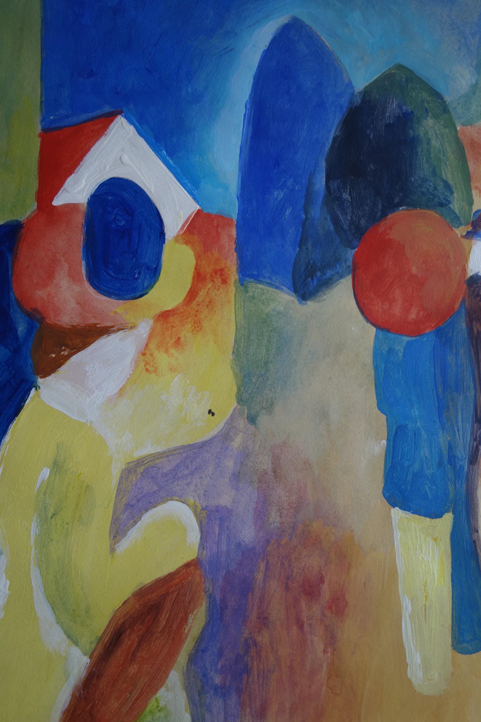 ドイツの希少な具象抽象画 - 風景、署名入り