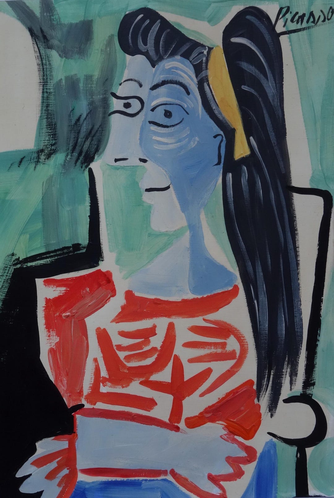 PICASSO 油絵アート Very Rare Art - Unique Cubist Oil Portrait Painting, Signed