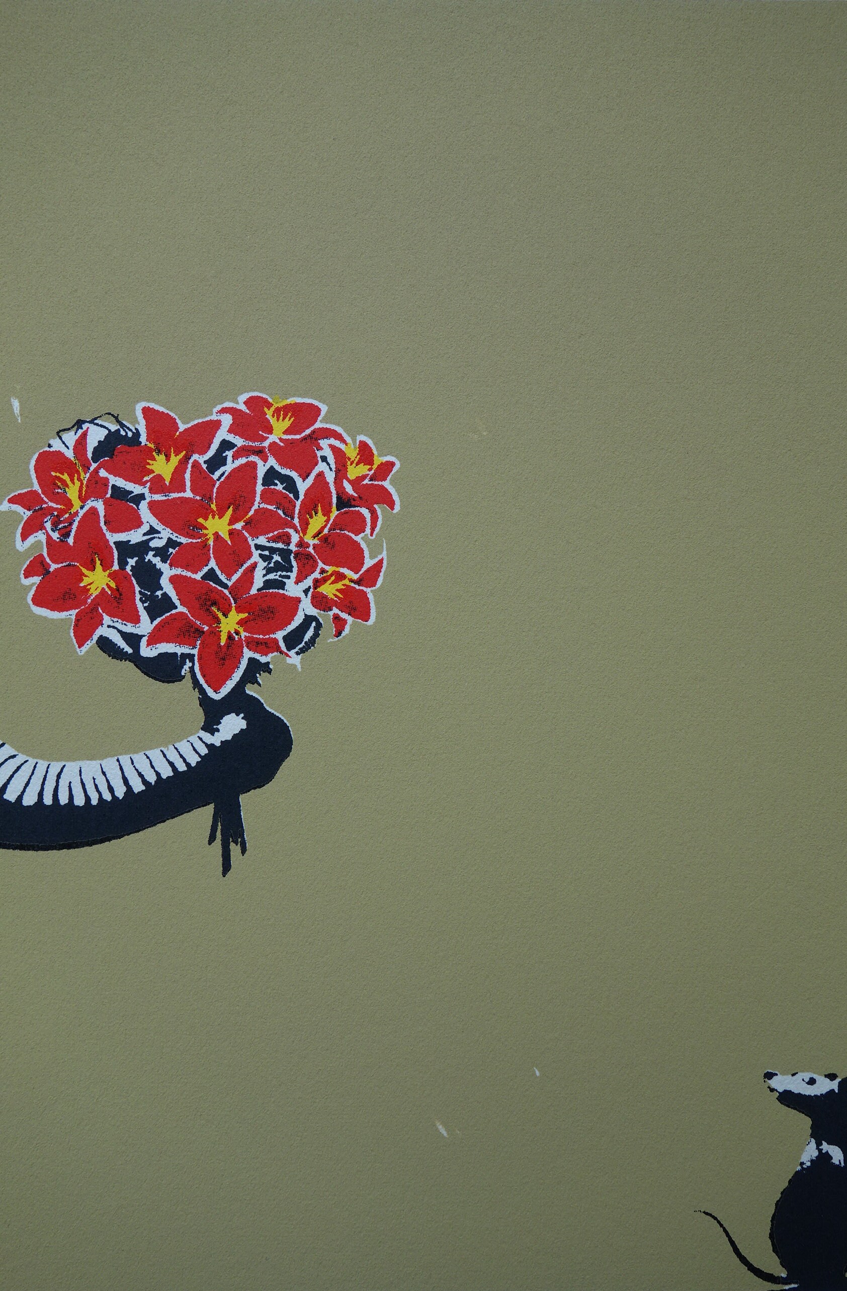 限定版ポップアートグラフィティ象と花シルクスクリーンセリグラフ