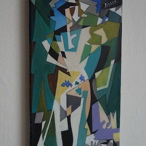 Óleo cubista fino Retrato, Marcado, Firmado, Pablo Picasso, Hallazgo raro