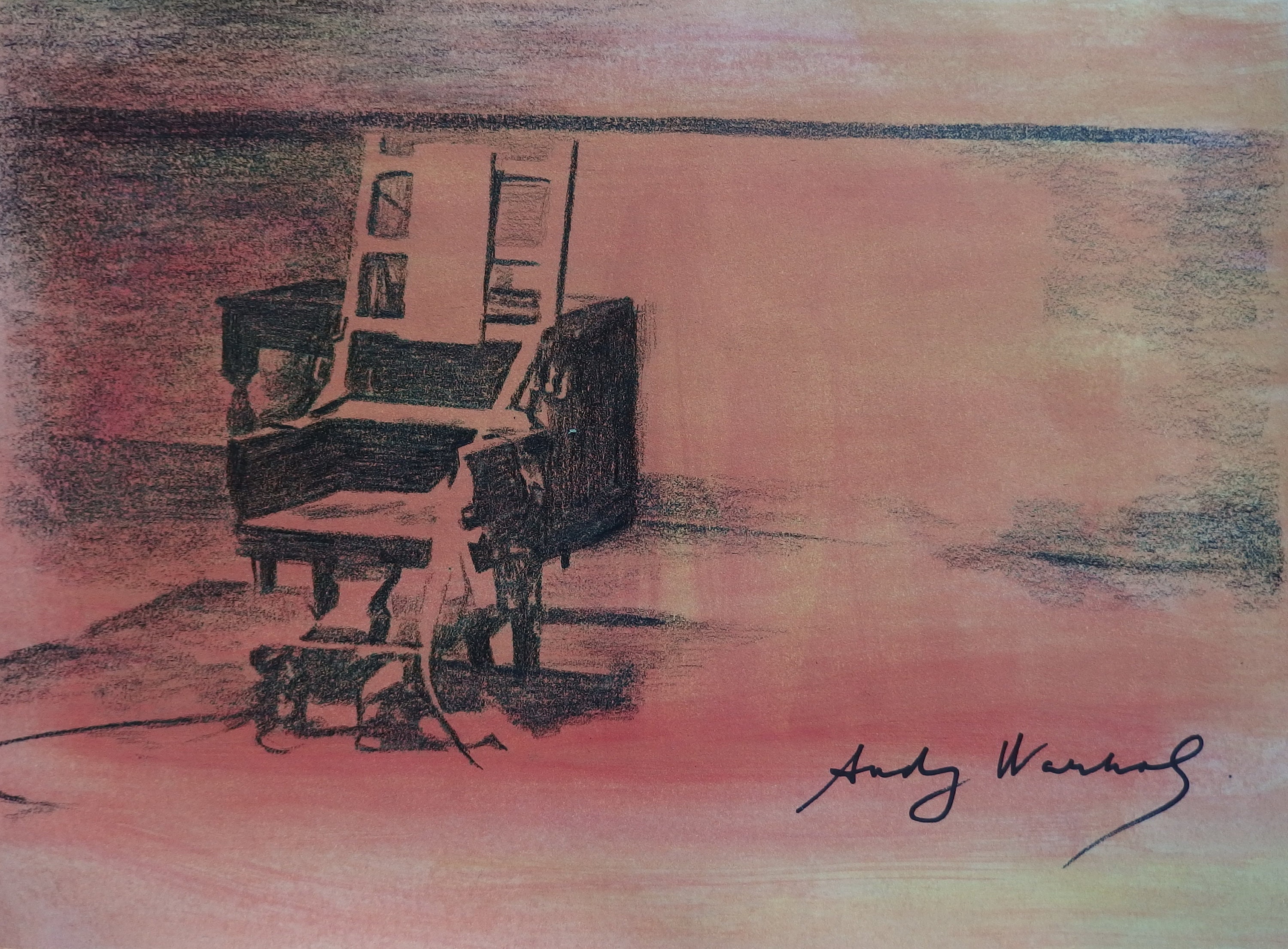 Fine unique Pop Art painting – electric chair, signed, Andy Warhol