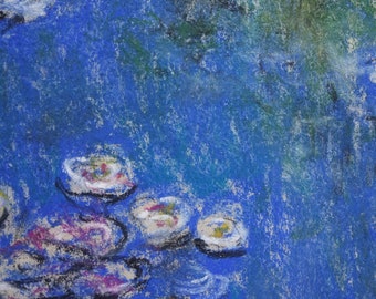 印象派の素晴らしい絵画 - 睡蓮、クロード・モネ作、署名・マーク入り