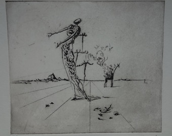 Feine surreale Radierung in limitierter Auflage, Giraffe, Salvador Dali, signiert, gestempelt und nummeriert