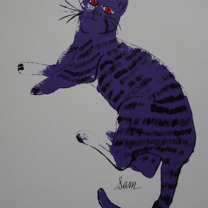 Limited edition Fine POP ART Cat Sam Silkscreen serigraph Warhol, signed, stamped and numbered