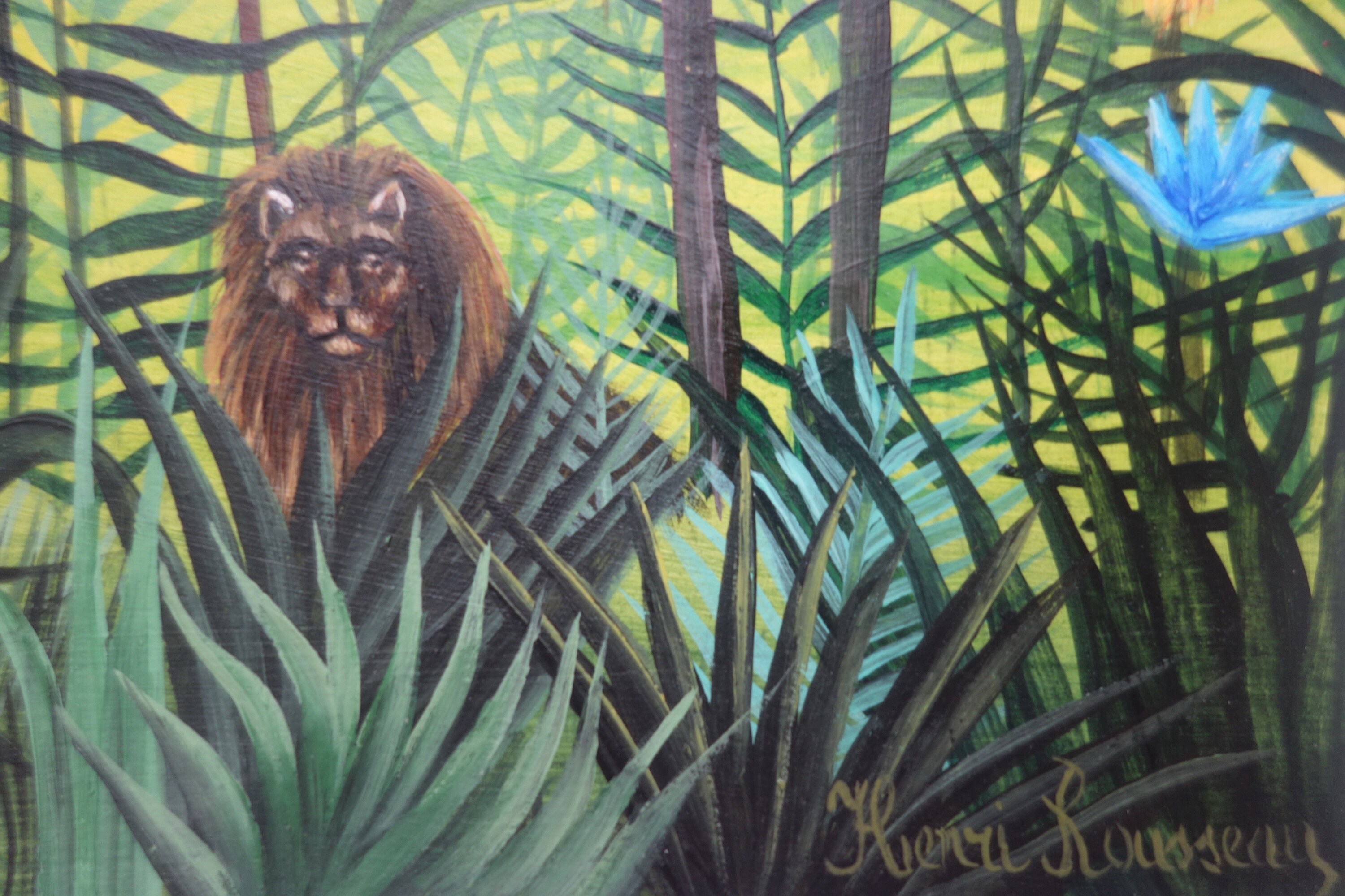 素晴らしいポスト印象派の油絵 - ジャングル、署名入り、アンリ