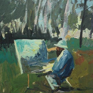 Fine impressionist, oil painting – man, Signed, Claude Monet