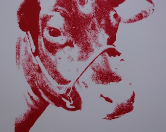 Fine POP ART Limited edition silkscreen serigraph - cow, Warhol, signed, stamped and numbered