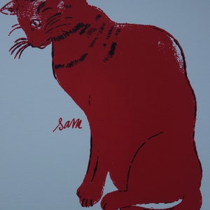 Limited edition Fine POP ART Cat Sam Silkscreen serigraph Warhol, signed, stamped and numbered