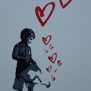 Limited edition Pop Art Graffiti Boy silkscreen serigraph, signed, stamped and numbered, Banksy