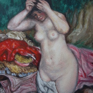 Fine art, Rare Impressionist painting – bather, signed, Pierre Auguste Renoir