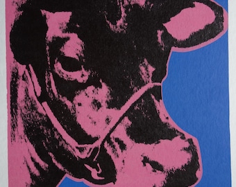 Fine POP ART Limited edition silkscreen serigraph - cow, Warhol, signed, stamped and numbered