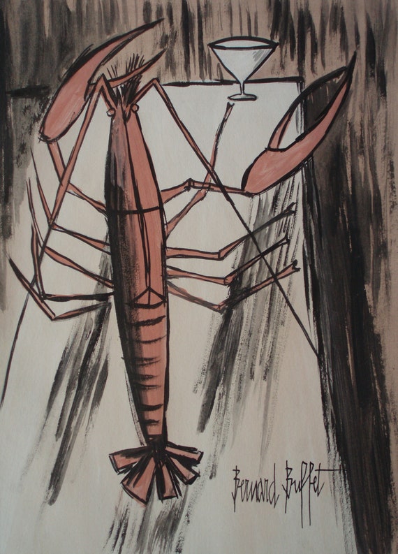 Fine Abstract Expressionist Unique Painting - Lobster, Marked