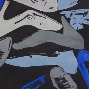 Fine unique Pop Art painting – shoes, signed, Andy Warhol