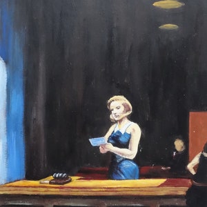 Fine American Realist unique urban painting, Signed Hopper