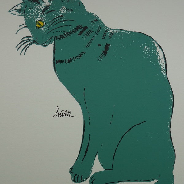 Limited edition Fine POP ART Cat Sam Silkscreen serigraph Warhol, signed, stamped and numbered