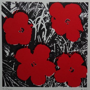 Fine POP ART Limited edition silkscreen serigraph - Flowers, Warhol, signed, stamped and numbered