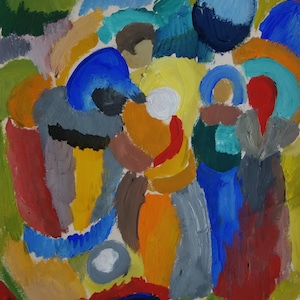 Fine French Cubism Picasso era original figurative landscape painting, Signed