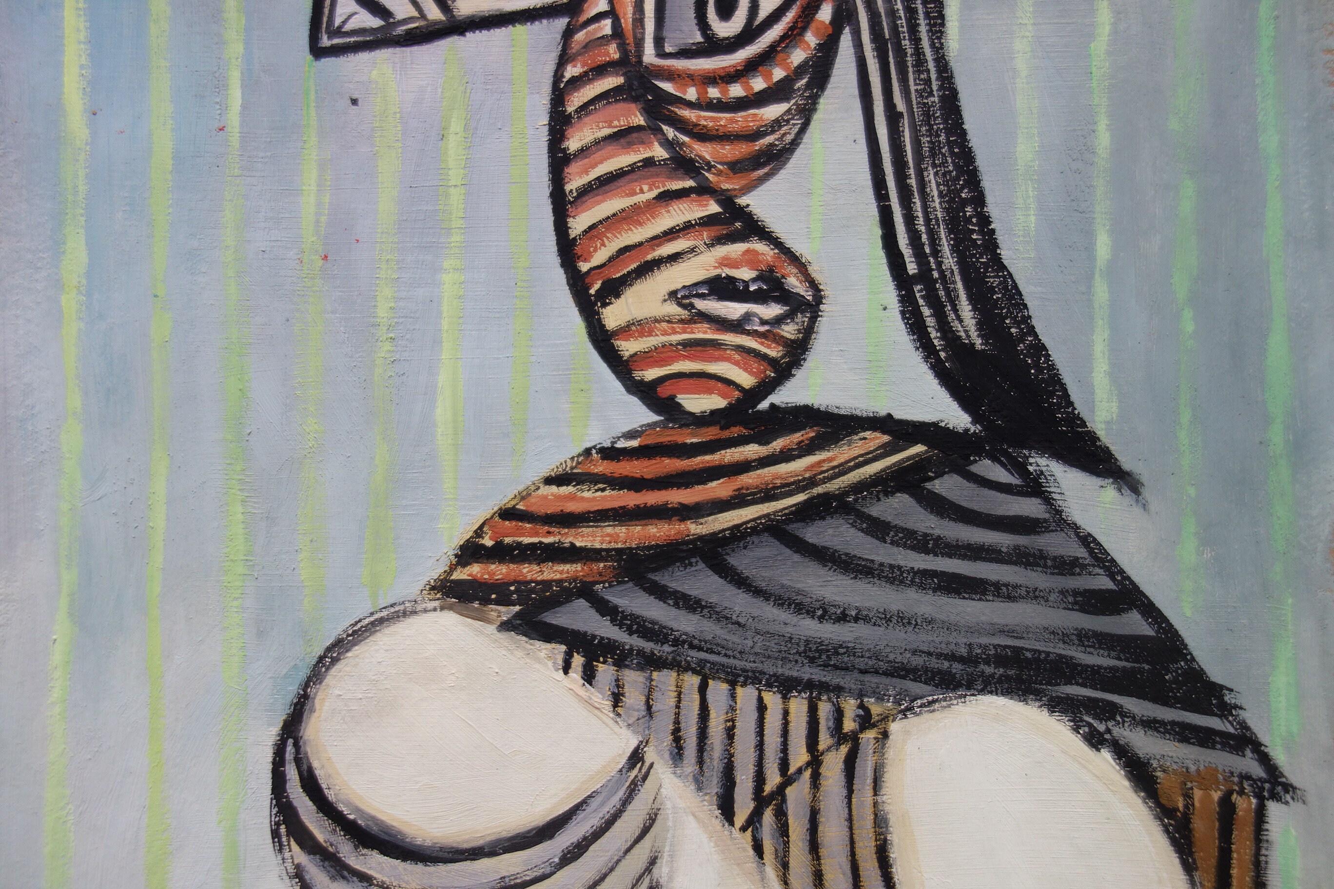 非常に珍しい芸術品 - ユニークなキュビズムの油絵肖像画、パブロ