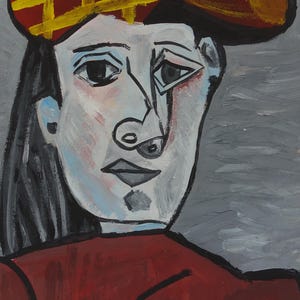 Very rare art - Unique Cubist oil portrait painting, Signed Picasso