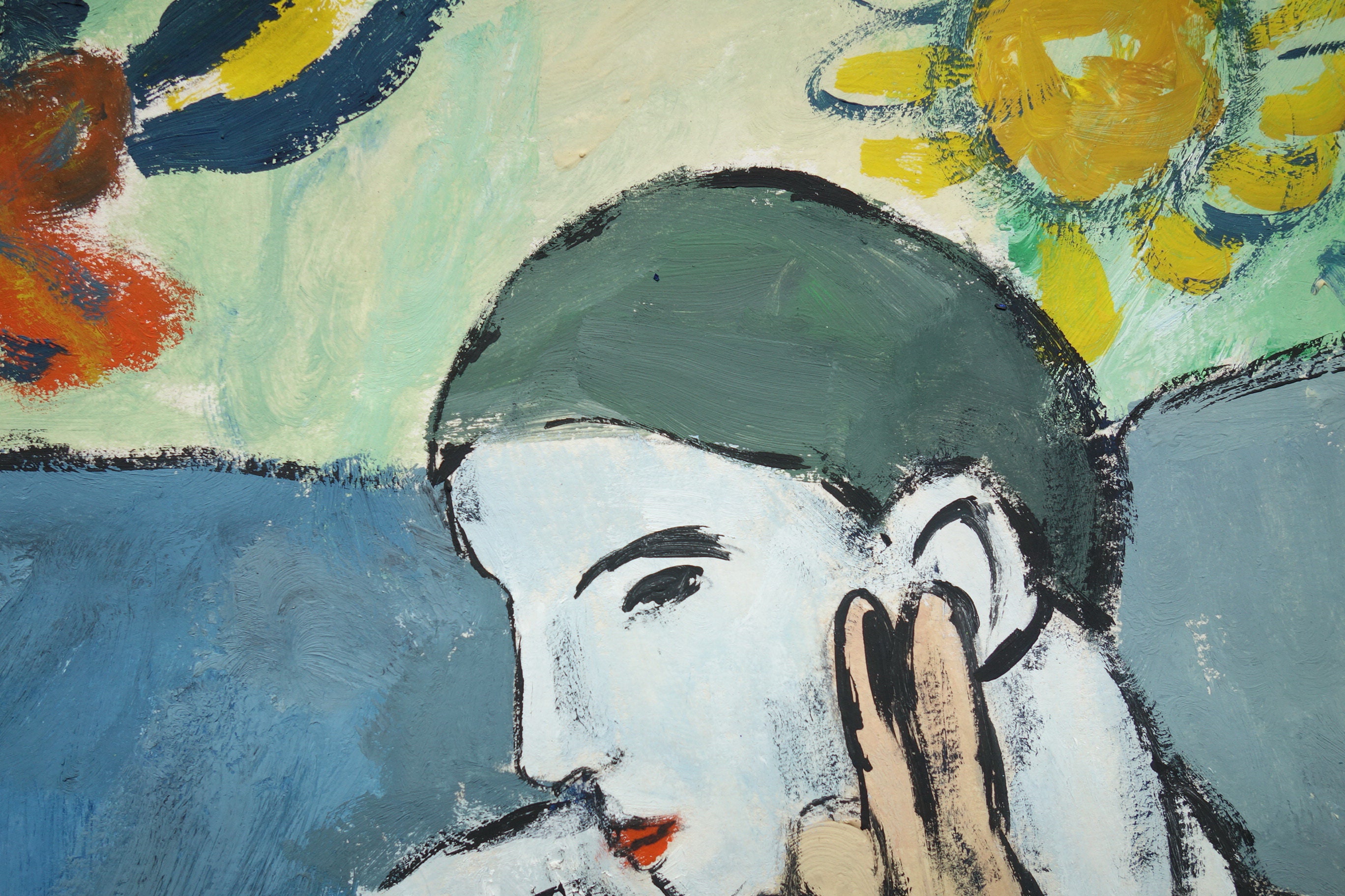 美術品、希少なキュビズム絵画 - 肖像画、青の時代、署名入り、パブロ