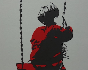Limitierte Auflage Pop Art Graffiti Siebdruck Serigraph - Junge, signiert, gestempelt und nummeriert, Banksy