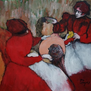 Fine impressionist painting, Women, after Edgar Degas Signed, Marked