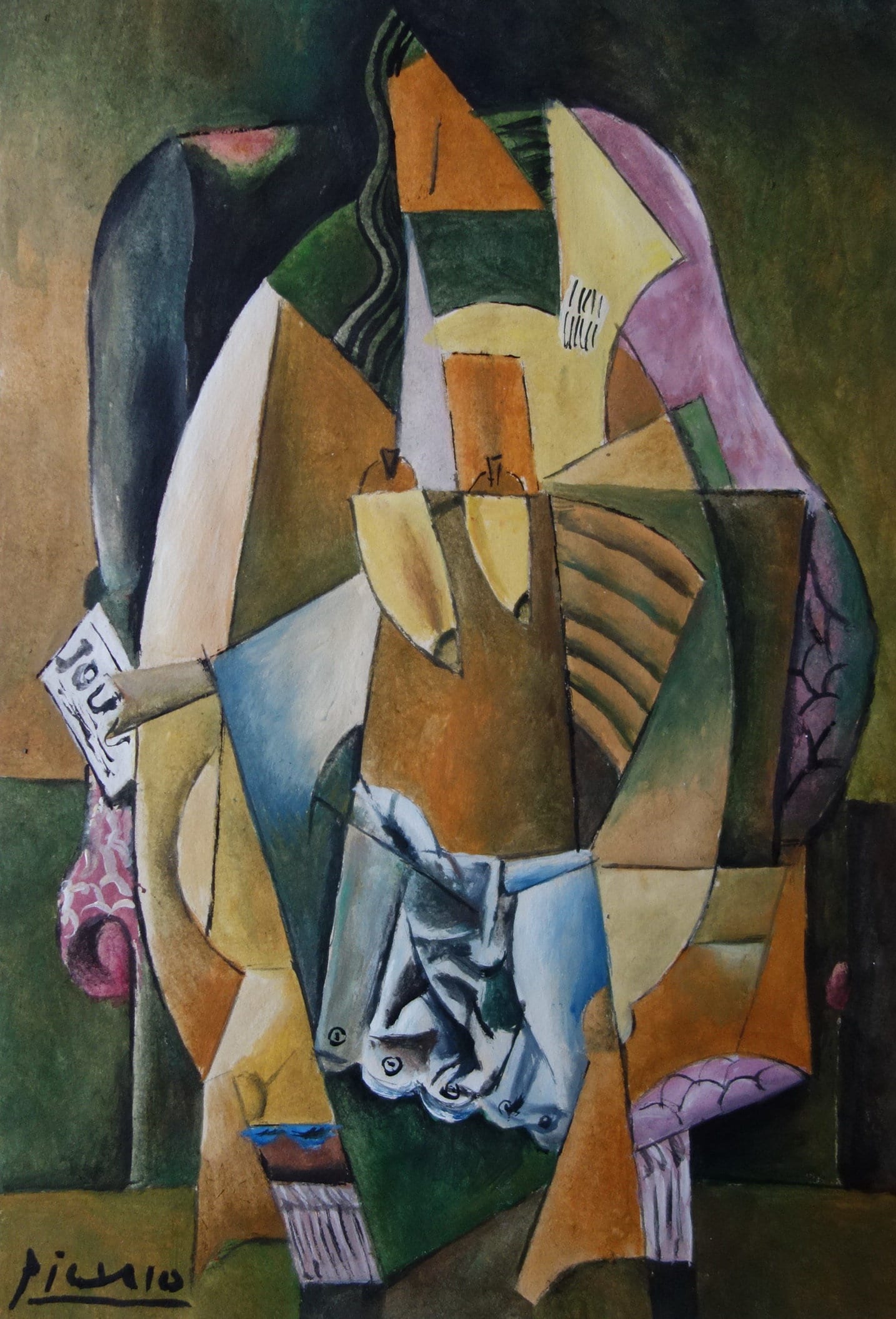 Fine Art, Rare Cubist Painting – Portrait of a Woman, Signed