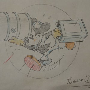 Vintage cartoon Walt Disney Mickey Mouse study, drawing