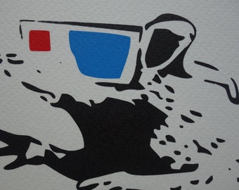 Limited Edition Pop Art Graffiti Rat With Glasses Silkscreen Limited Edition Pop Art Graffiti Rat With Glasses Silkscreen