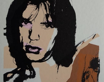 Sérigraphie POP ART Jagger en édition limitée, Warhol, signée, estampée et numérotée