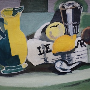 Notable bodegón cubista francés, época de Picasso Braque, firmado