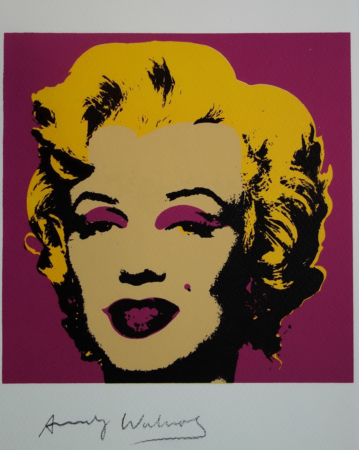 ブロッターアート マリリンモンロー 肖像画図版 イエロー コレクションに アンディ ウォーホルのマリリン・モンローはどんな絵