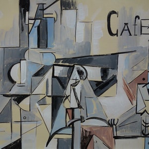 Notable bodegón cubista francés, época de Picasso Braque, Firmado