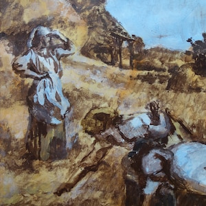 Fine tonalist painting – figurative landscape, Signed - Monet era