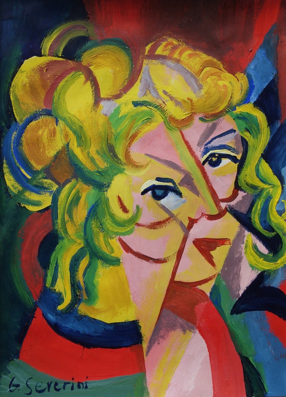 ピカソ時代の美しいキュビズムの女性の肖像画、署名入り - Etsy 日本