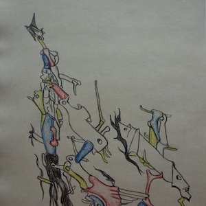 Fine European art – Surrealism graphite pencil study – drawing, signed, Yves Tanguy, Dali era