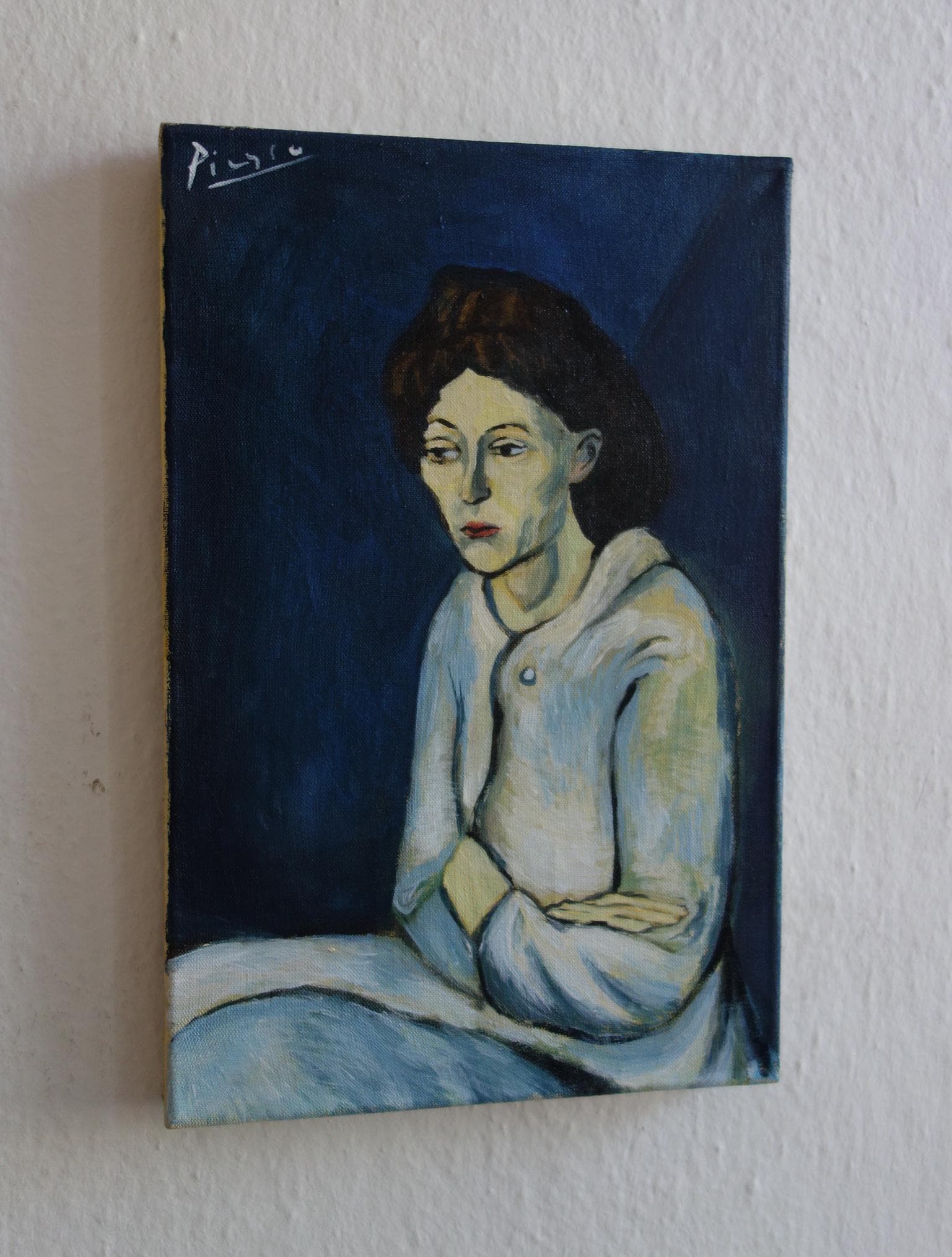 美術品、希少なキュビズム絵画 - 女性、青の時代、署名入り、パブロ