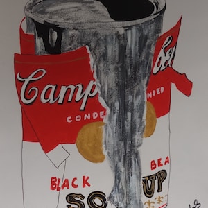 Fine unique Pop Art painting – Campbell’s Soup Can, signed, Andy Warhol