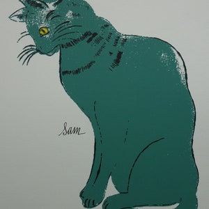 Limited edition Fine POP ART Cat Sam Silkscreen serigraph Warhol, signed, stamped and numbered