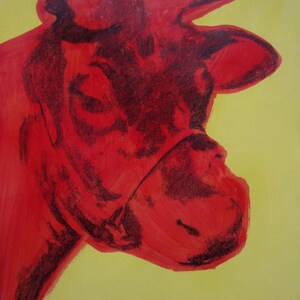 Fine peinture pop art unique vache, signé, Andy Warhol image 2