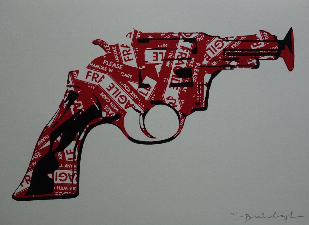 限定版ポップアートグラフィティガンシルクスクリーンセリグラフ、署名